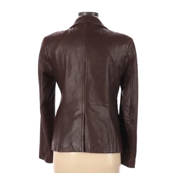 Vintage J.Crew Leather Brown Blazer - Picture 2 of 9
